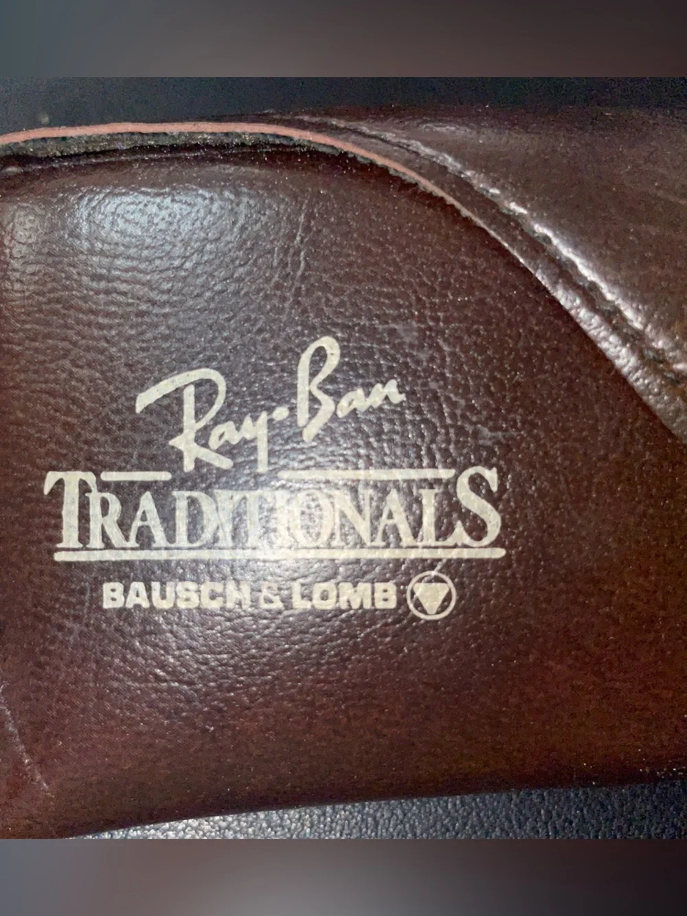 Ray-Ban Brown Leather Sunglasses Pouch with Embossed Logo